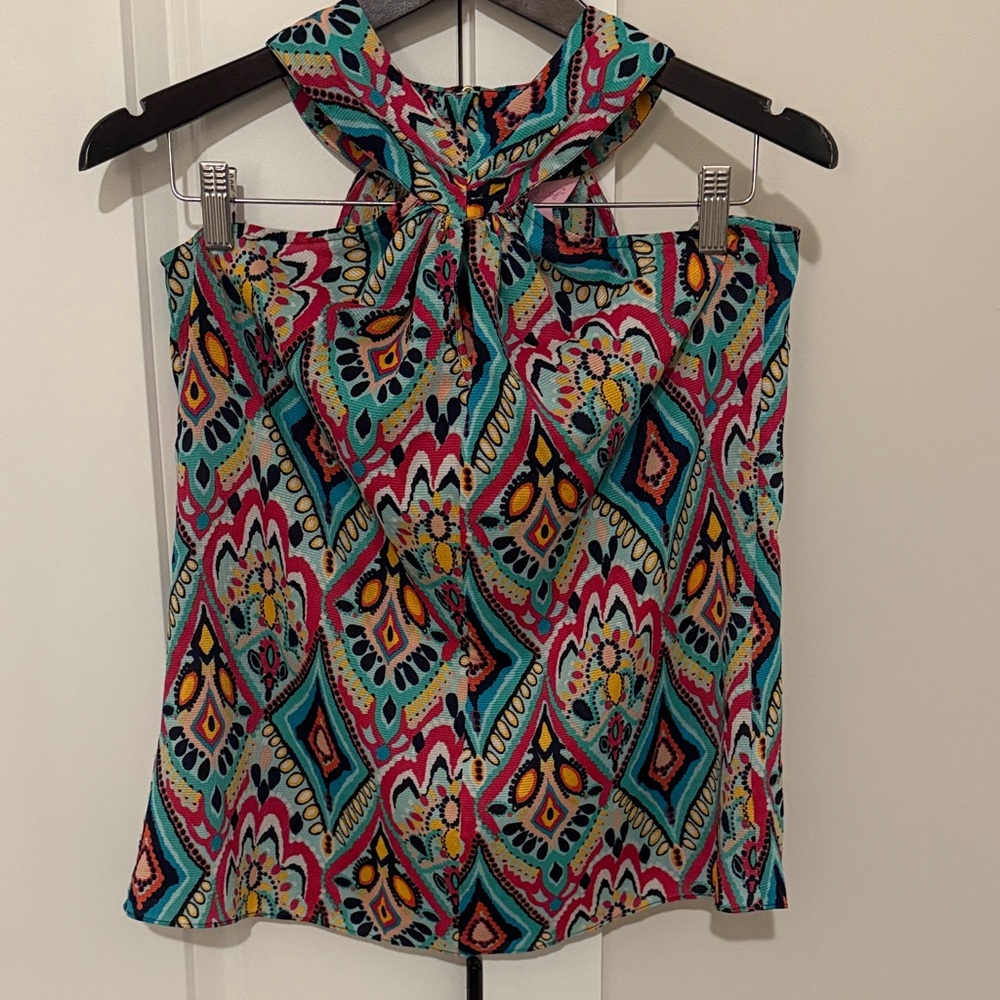 Lilly Pulitzer Pink and Blue Patterned Blouse Sz S